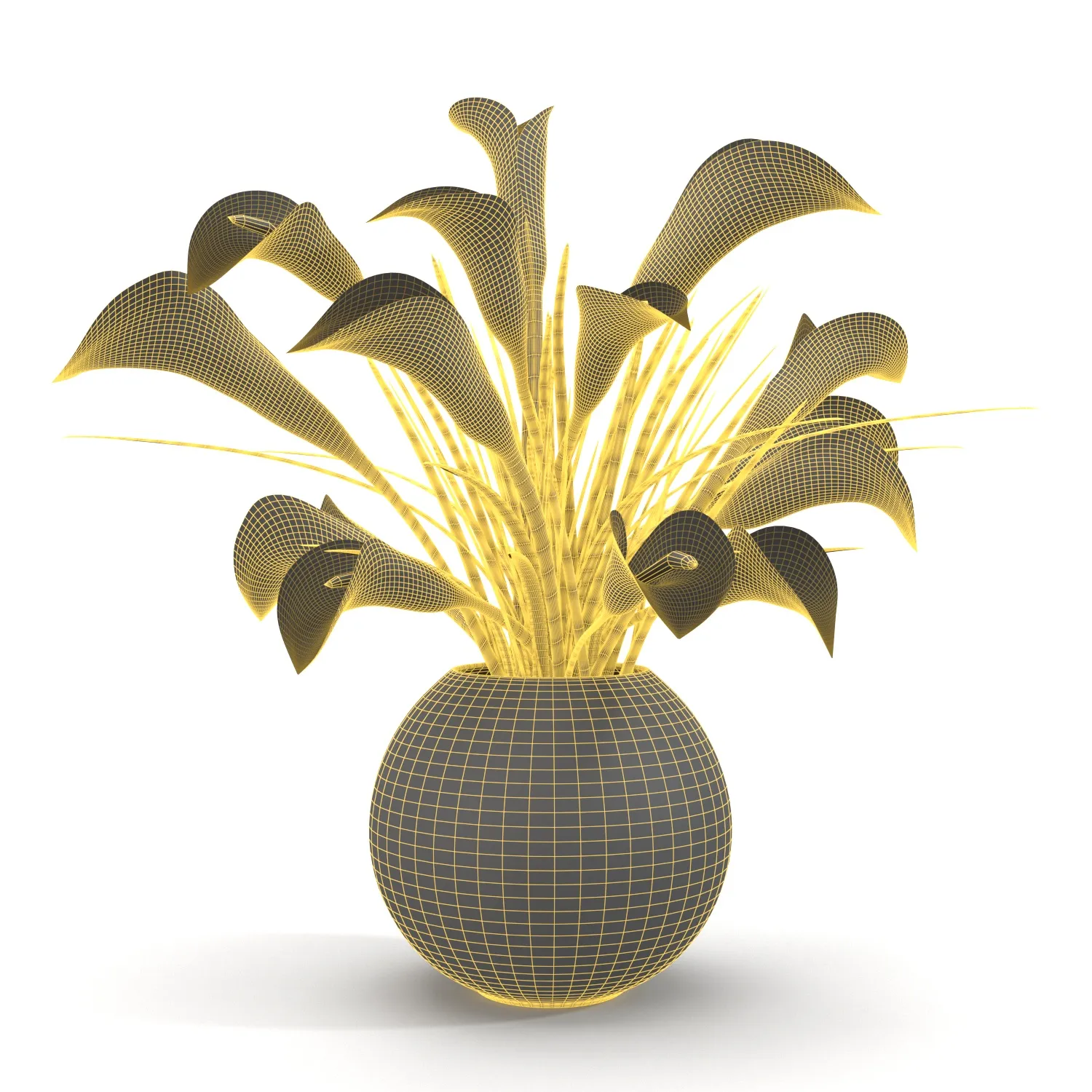 Calla Lily Arrangement in glass vase PBR 3D Model_07